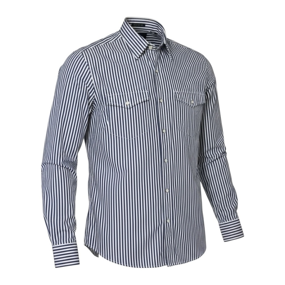 šµ Polo Ralph Lauren Menās Shirt M | Navy White Stripeā Classic Button-Front
